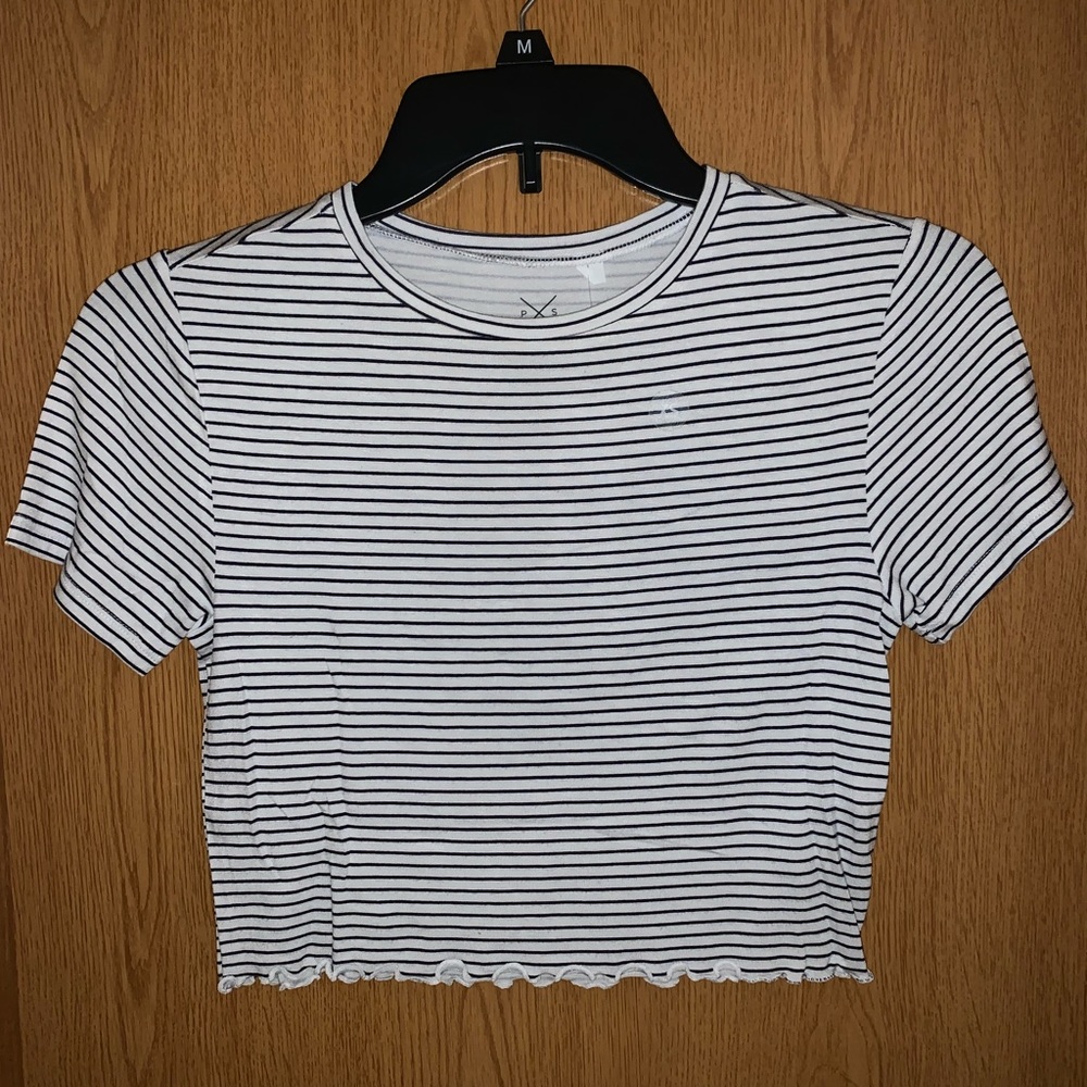 pacsun striped lettuce edge crop top